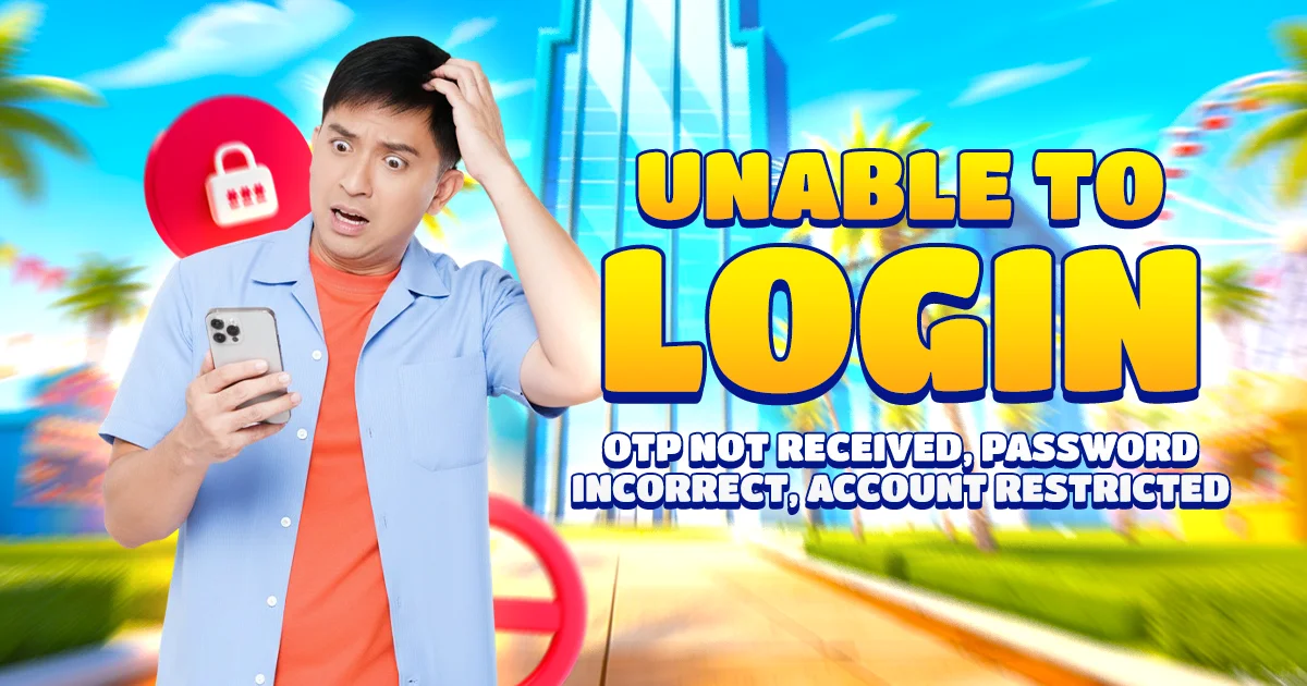 unable to login: otp not received, password incorrect, account restricted